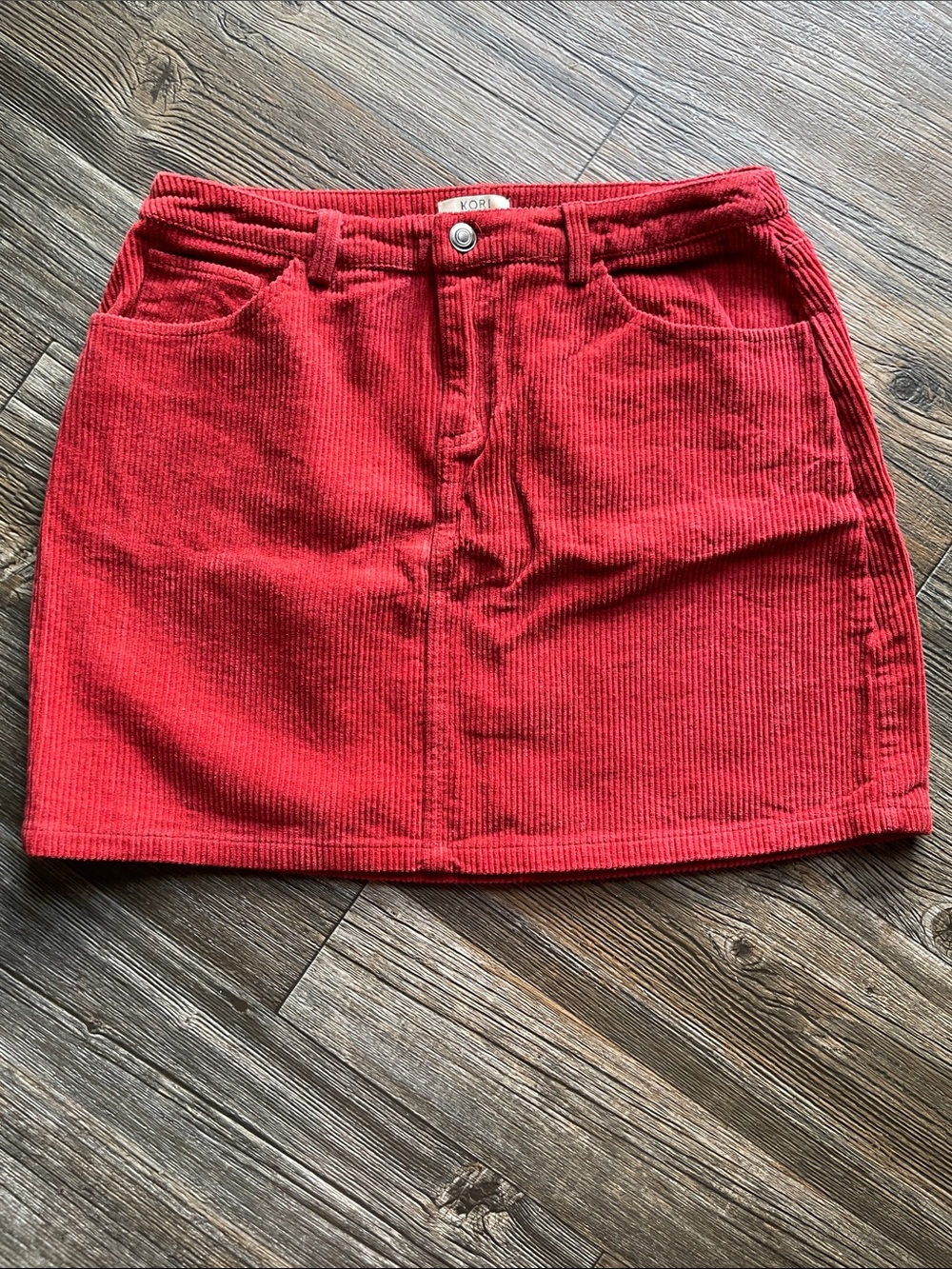 Kori Burnt Orange Corduroy Mini Skirt